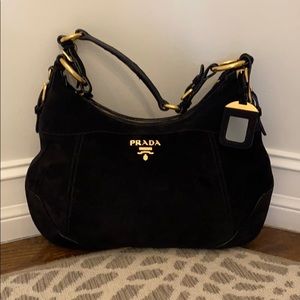 Prada black suede handbag